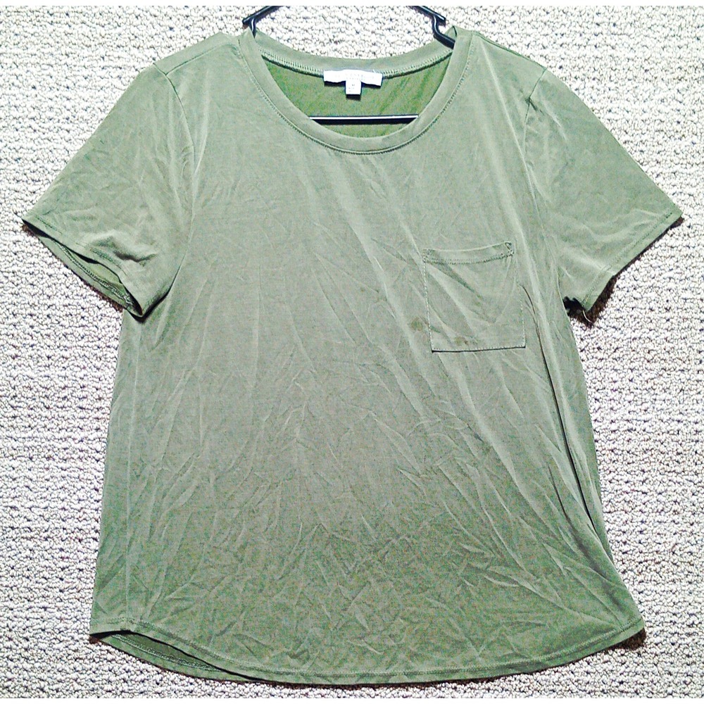 2 Green And Blue Envelope Women's Solid Short Sleeve Pocket T-Shirt M, Vin#D8